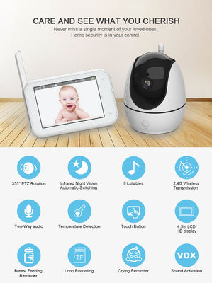 Terme de moniteur sans fil de bébé de PTZ Digital long bouton de contact d'écran de 4,5 pouces